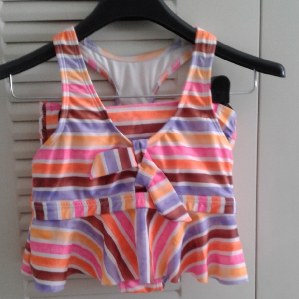 Wonder Nation Multicolor Striped Tankini Top And Bottoms.